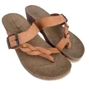 MILA PAOLI Braided Leather Sandals Size 7.5 Cork Footbed